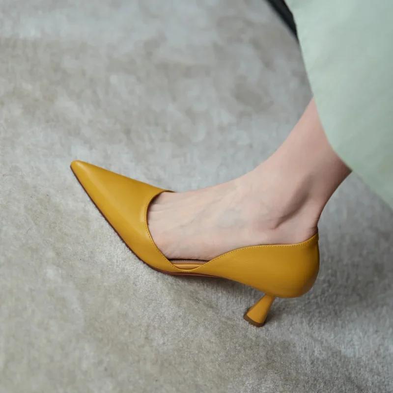 Maogu Shoe Woman Summer 2024 Ladies Luxury Leather Pointed Toe Party Women Pumps Sexy Thin High Heel Hollow Fashion Female Shoes