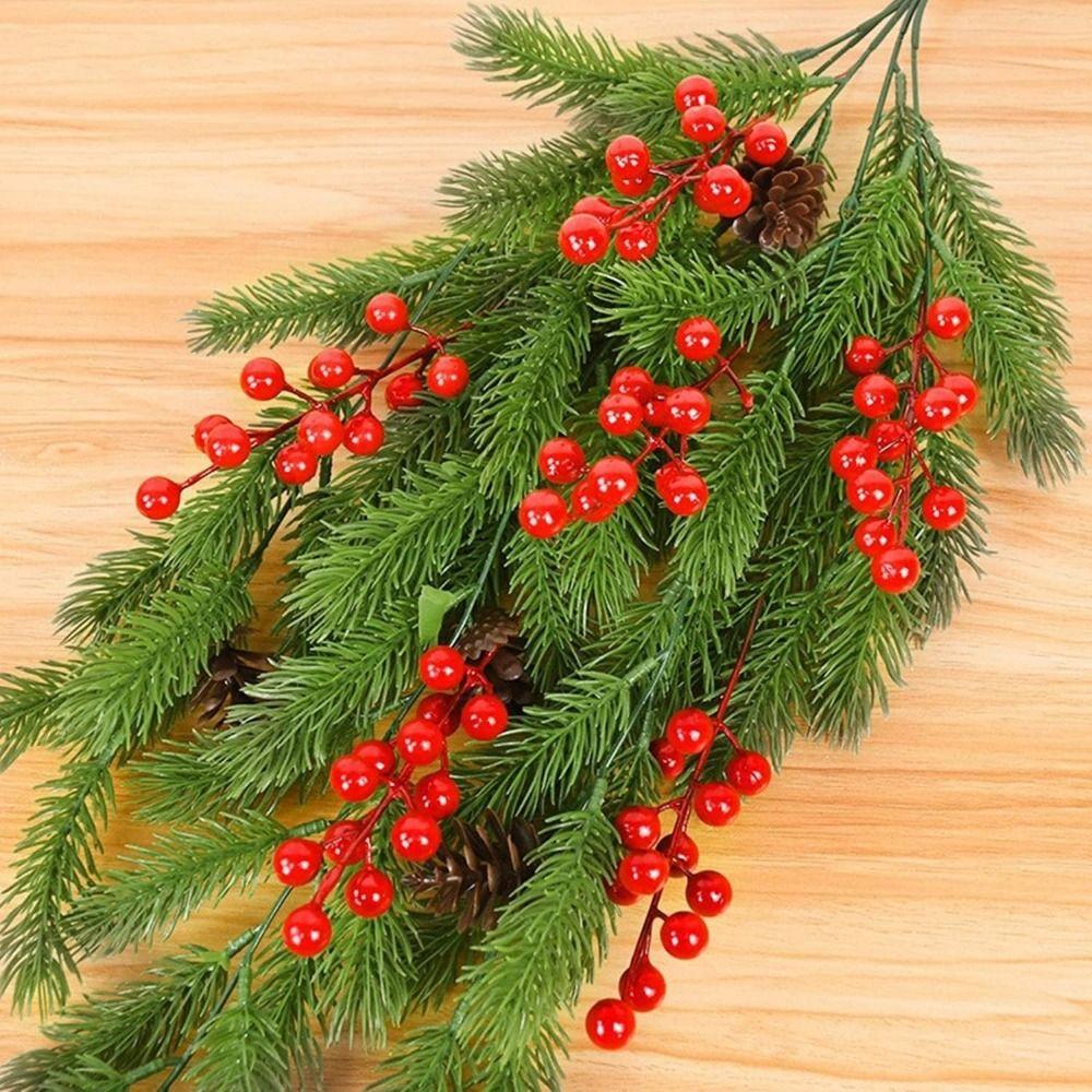 50Pcs Reusable Artificial Red Berries 7 Head Fake Flowers Faux Berry Branches  Christmas