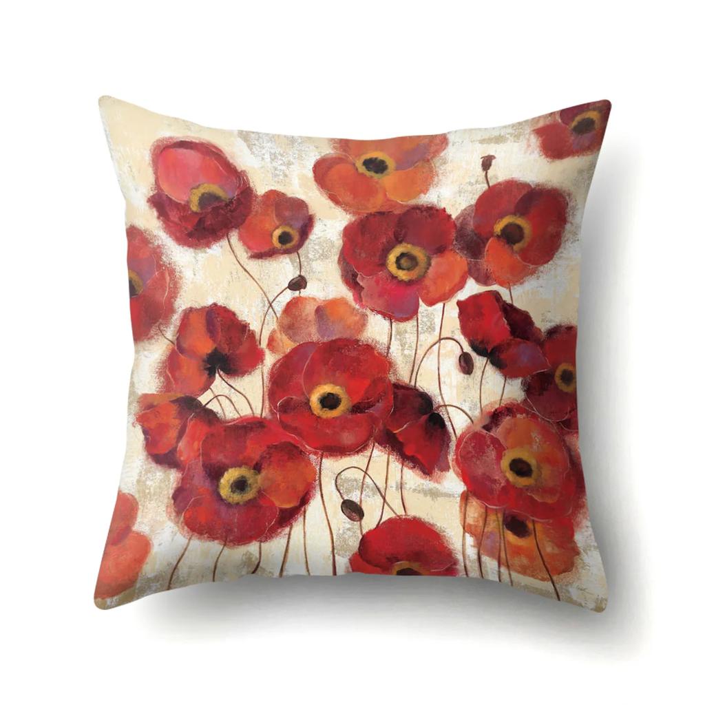 Home Decoration Living Room Sofa Pillowcase Garden  Oil Painting  Cushion Cover Polyester Pillow 45x45cm