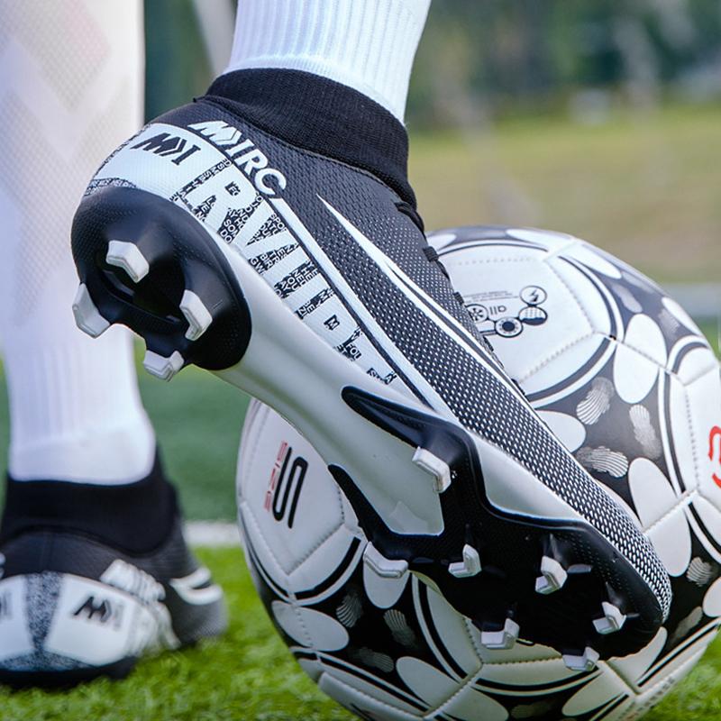2025 Blue Socks Style Mid Men Football Boots Outdoor Football Field Boots Men Soccer Cleats Anti-slip Training Sneakers