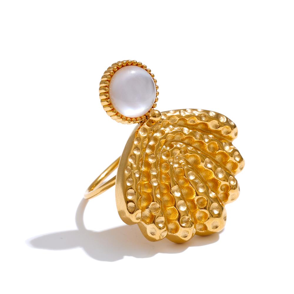 

Eetit Регулируемое кольцо из нержавеющей стали с металлической ракушкой, с золотым покрытием 18 карат, не ржавеющее, популярное украшение для пальца, оптовый подарок золотой