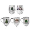 Decorative Christmas Double Wall Glass for Coffee and Milk 300ml Capacity Drinking Cup Heat Resistant Holiday Drinkware