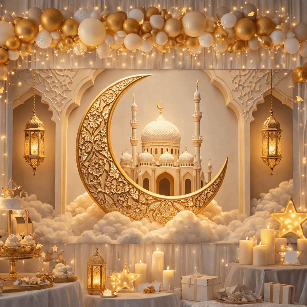 Elegant Design Ramadhan Mural Banner Durable Material Photography Background Cloth  Room Decoration