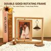 Cornice Portafoto Rotante in Legno Display a Doppia Faccia Ornamento Carino per Casa Ufficio Scrivania Camera da Letto Decorazione