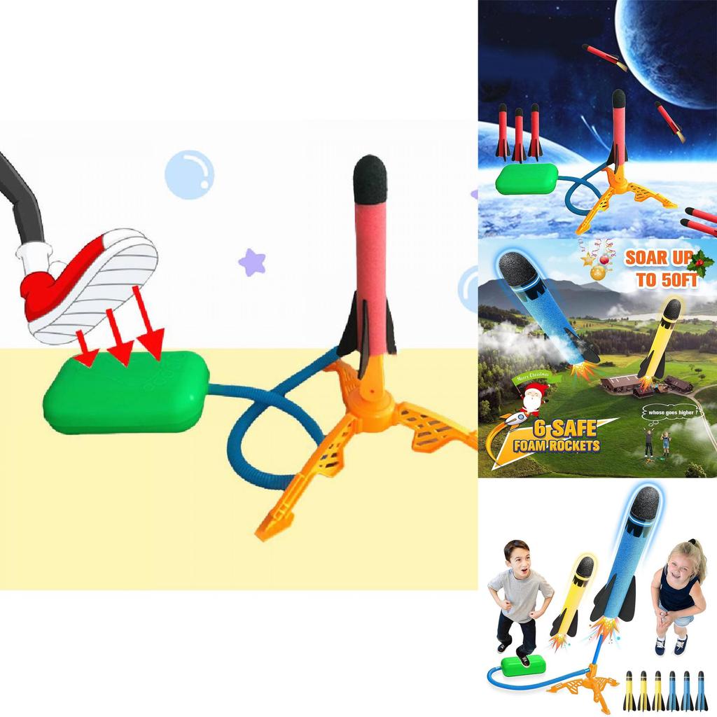 Kid-friendly Colorful Outdoor Toy Foot-powered Glowing Rocket Launcher For Fun Adventures