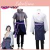Naruto Uchiha Sasuke Deluxe Cosplay-kostyme med glidelås for Halloween Rollespill