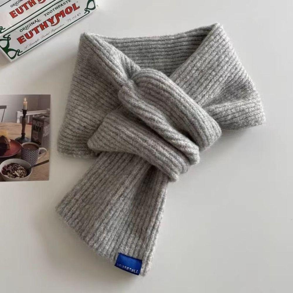 Woolen Cross Scarf Thicken Neck Scarf Neck Guard Shawl Short Neckerchief Women