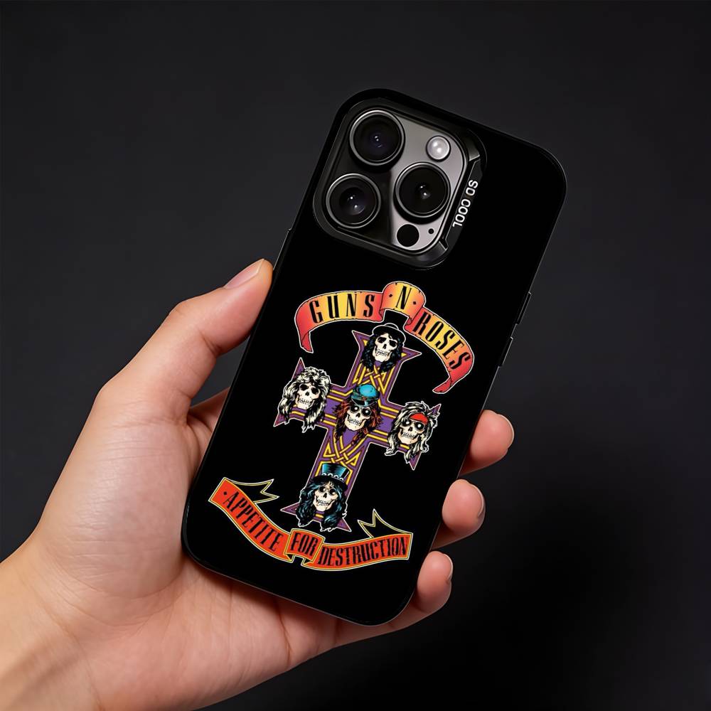 Band G-Guns N Roses Phone Case For iPhone17, 16,15,14,13,12 Pro Max Black Candy Matte Shockproof Cover