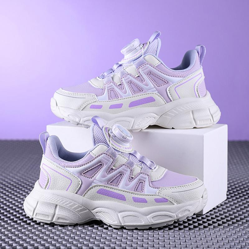 Girls' Sports Shoes 2025 Summer New Children's Knob Single Mesh Shoes Girls' Mesh Breathable Little White Shoes Medium and Old Children