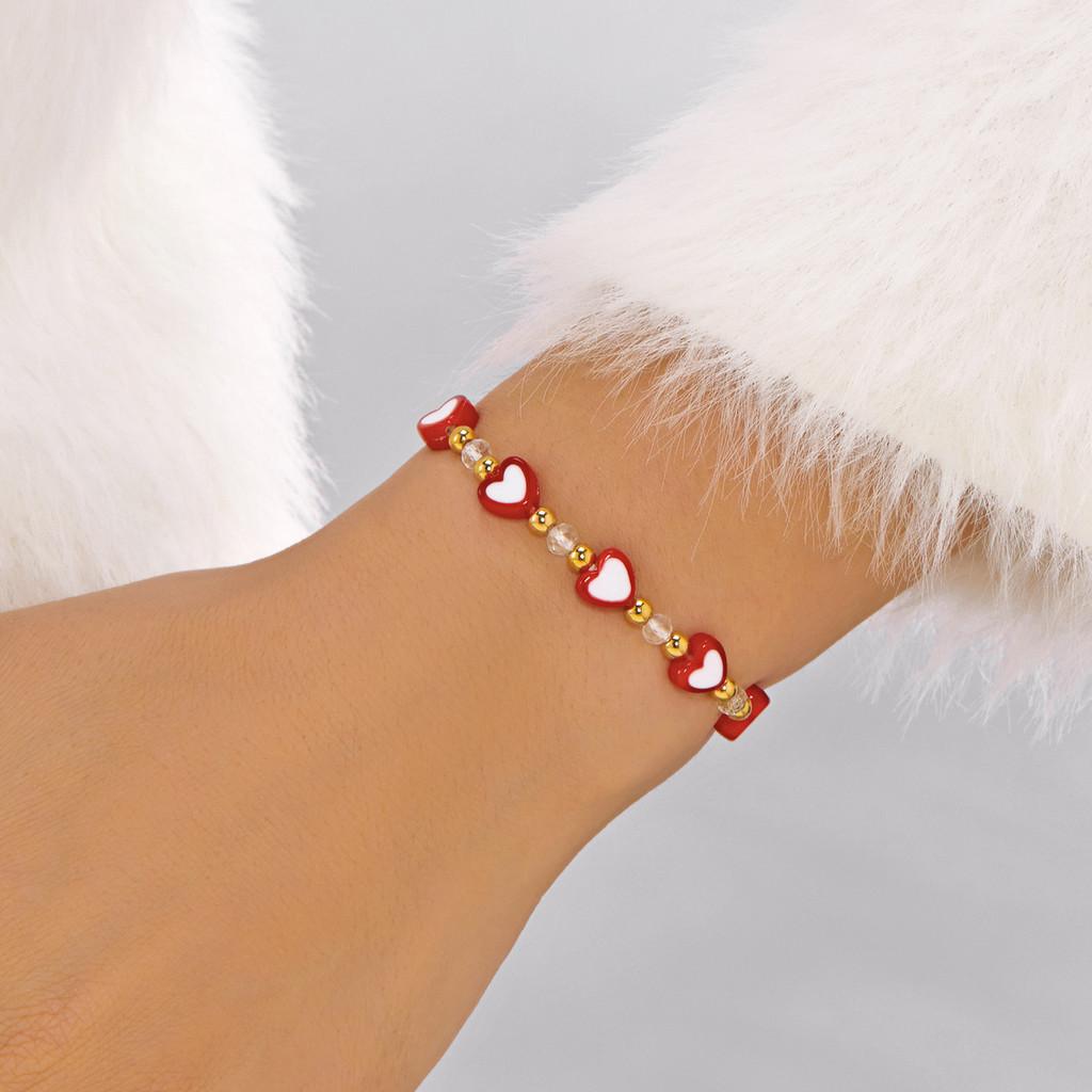 Romantic Heart Shape Polymer Clay Hand Chain With Colorful Design For Valentines Day