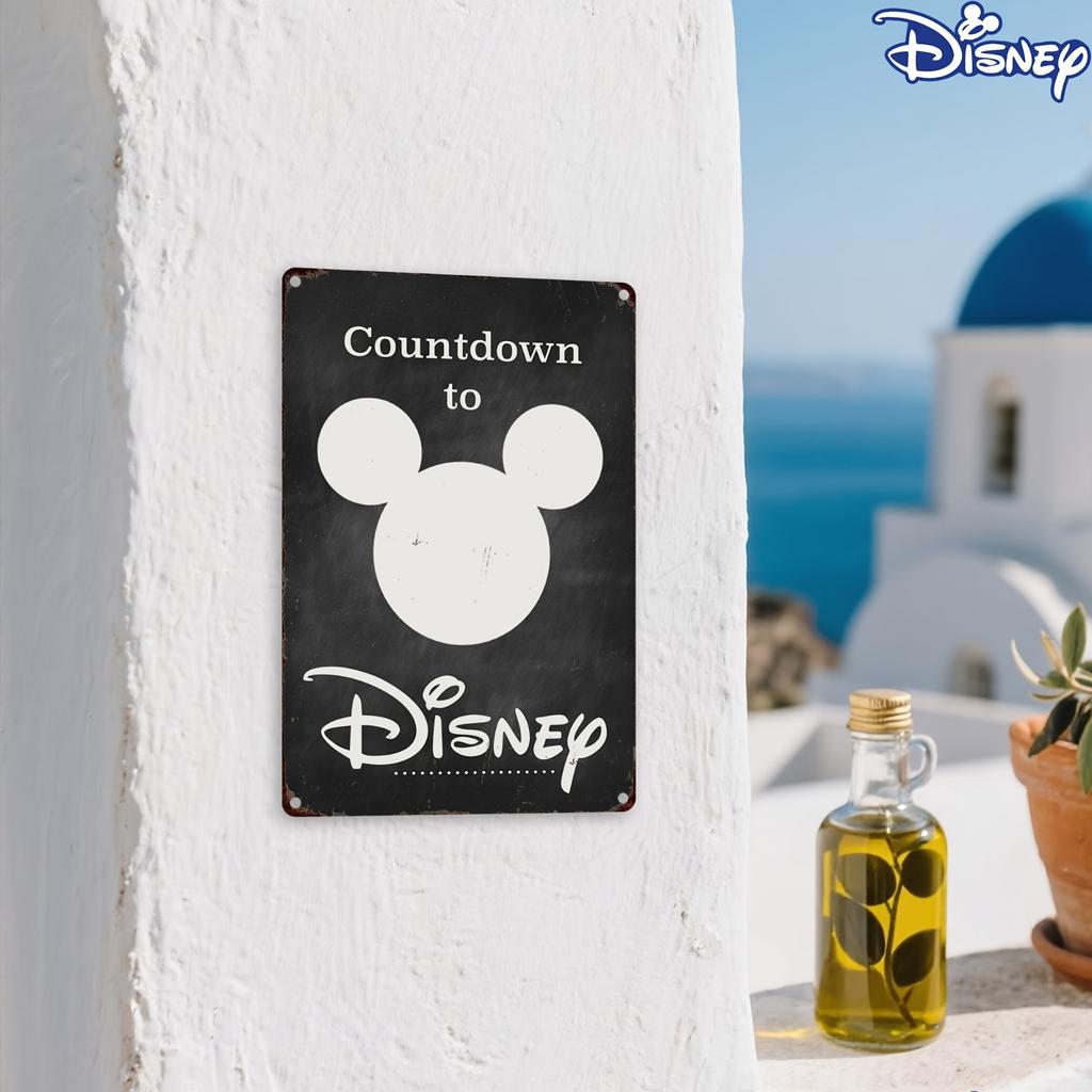 1 szt. Vintage Mickey Mouse & Disney Odliczanie Sztuka Ścienna - 20,32x30,48 cm Trwała Metalowa Tabliczka Cyny z Wzorem "Odliczanie do DISNEY",