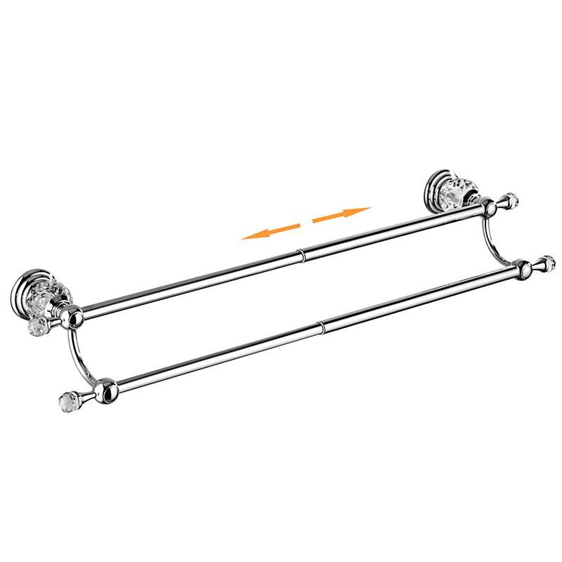 

Crystal Chrome Towel Holder Double, Adjustable Gold Towel Bar 13 to 25 Inch, Towel Rack Rail for Bathroom Wall Mounted EL85424D