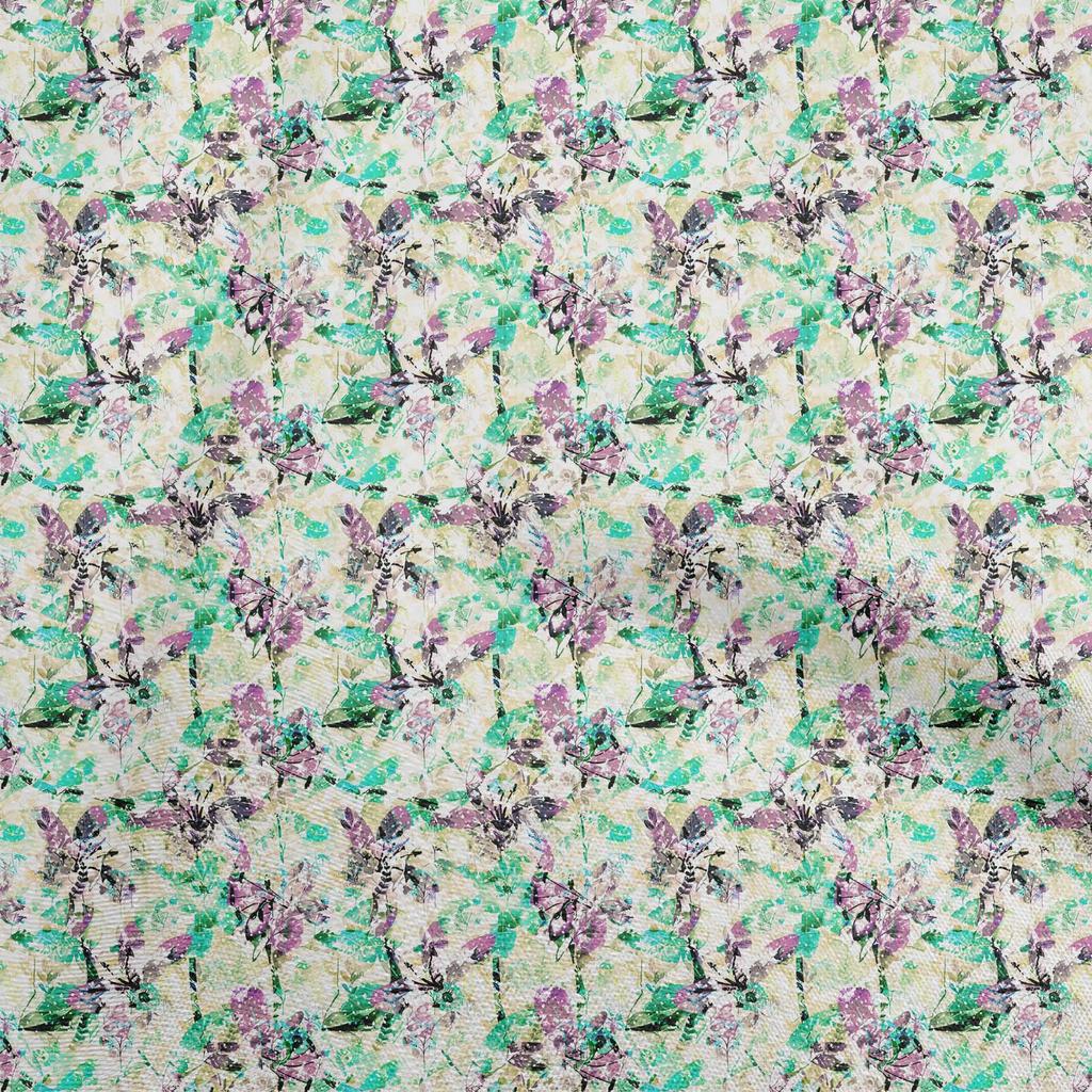 oneOone Cotton Flex Green Fabric Abstract Floral Dress Material Fabric Print Fabric By The Yard 40 Inch
