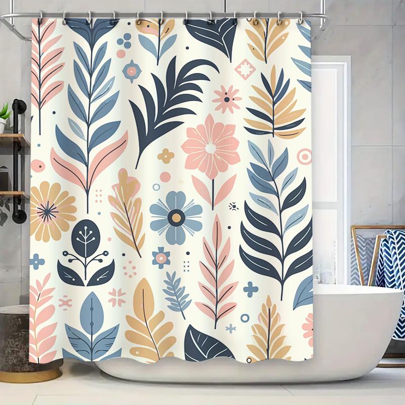 

Decorative Shower Curtains Made Of Polyester Fabric Featuring A Colorful Leaf Pattern Suitable For Bathroom Decor In Various Siz W60H190(CM)-1 Pcs