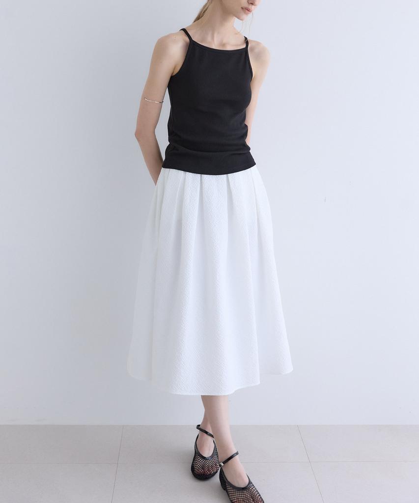 OURHOPE Seersucker Jane Flare Skirt - White