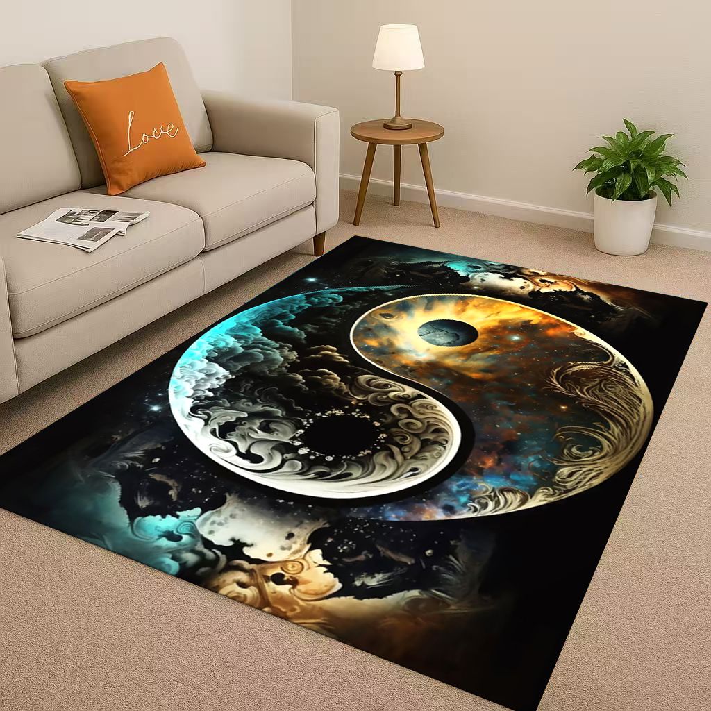 New Yin Yang Chinese Tai Chi Natural Balance Art Living Room Non-Slip Area Rug Soft Carpet for Bedroom Sofa,Home Decor Doormat