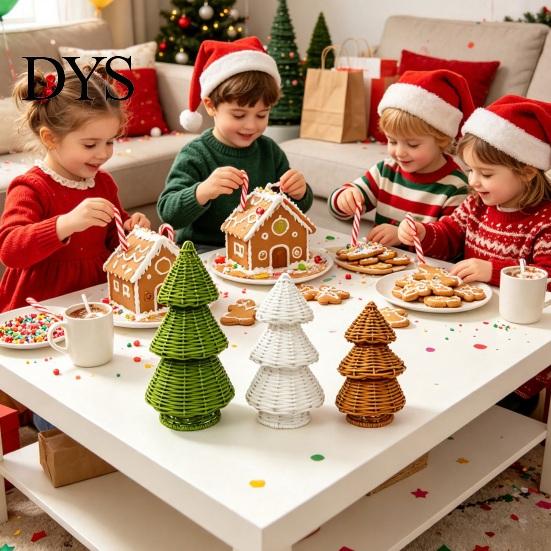 Idee Regalo di Natale Uniche Albero in Rattan Intrecciato a Mano, Ornamento da Tavolo Albero di Natale a Cono, Souvenir Rustici Minimalisti Centrotavola Festivo per Mensola