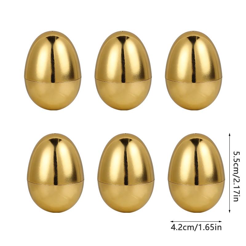 6-24pcs Golden Easter Eggs Plastic Fillable Egg Easter Egg Hunt Game Prizes Home Decoration Supplies Kids Birthday Party Favors