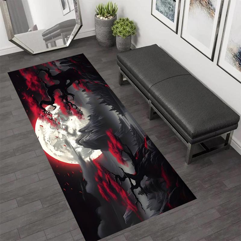 

Gothic Floral Long Runner Rug Collection Non Slip Wear Resistant Soft Washable Hallway Kitchen Laundry Room Decor Rug 40X120CM
