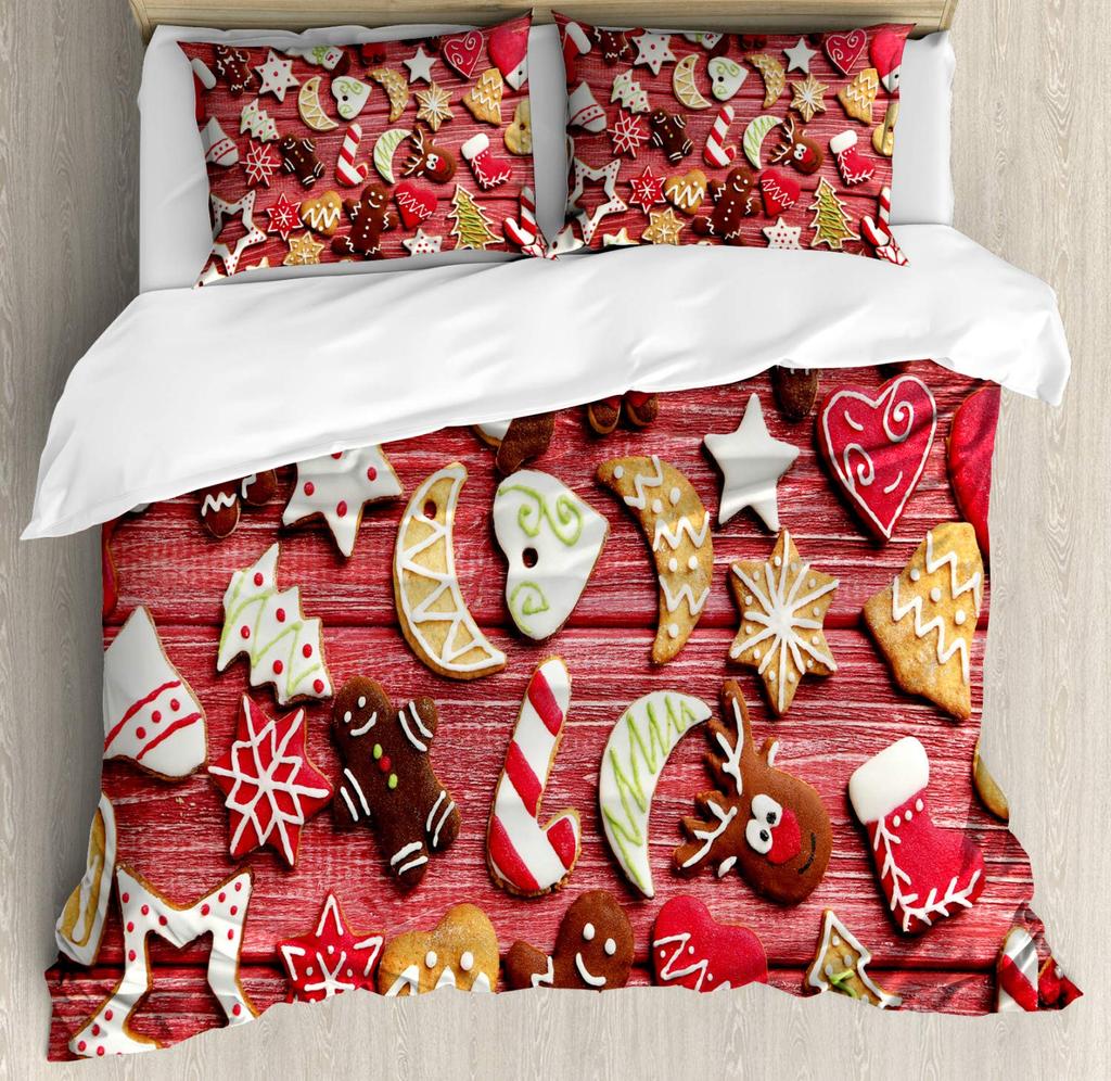 Gingerbread Duvet Cover Sets for Kids Queen Quilt Covers Lightweight Down Bedroom Decor 2 Pillowcases 1 Duvet Cover No Comforter