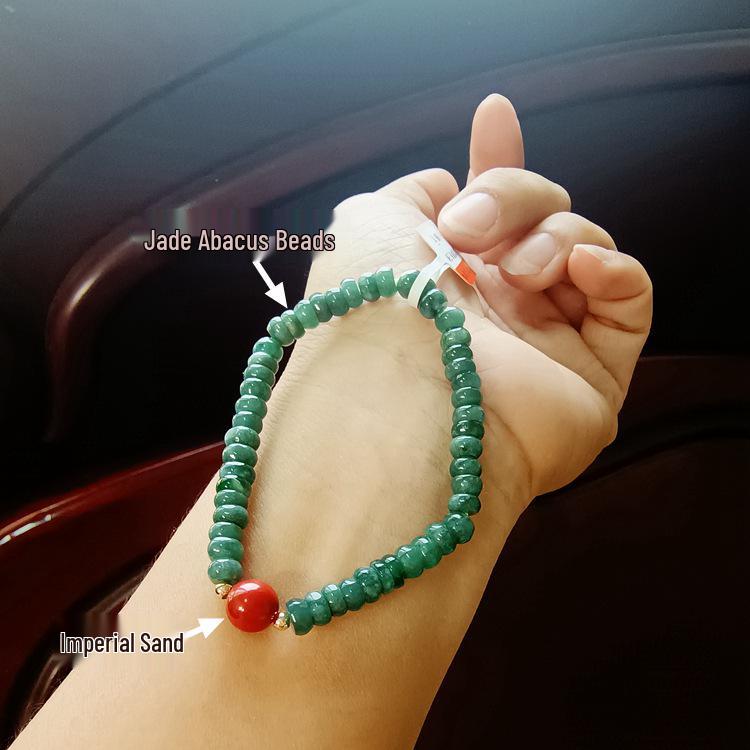 Natural A-Grade Ice Green Jade Abacus Bead Bracelet, 5x3mm Niche DIY Design Jade Bracelet