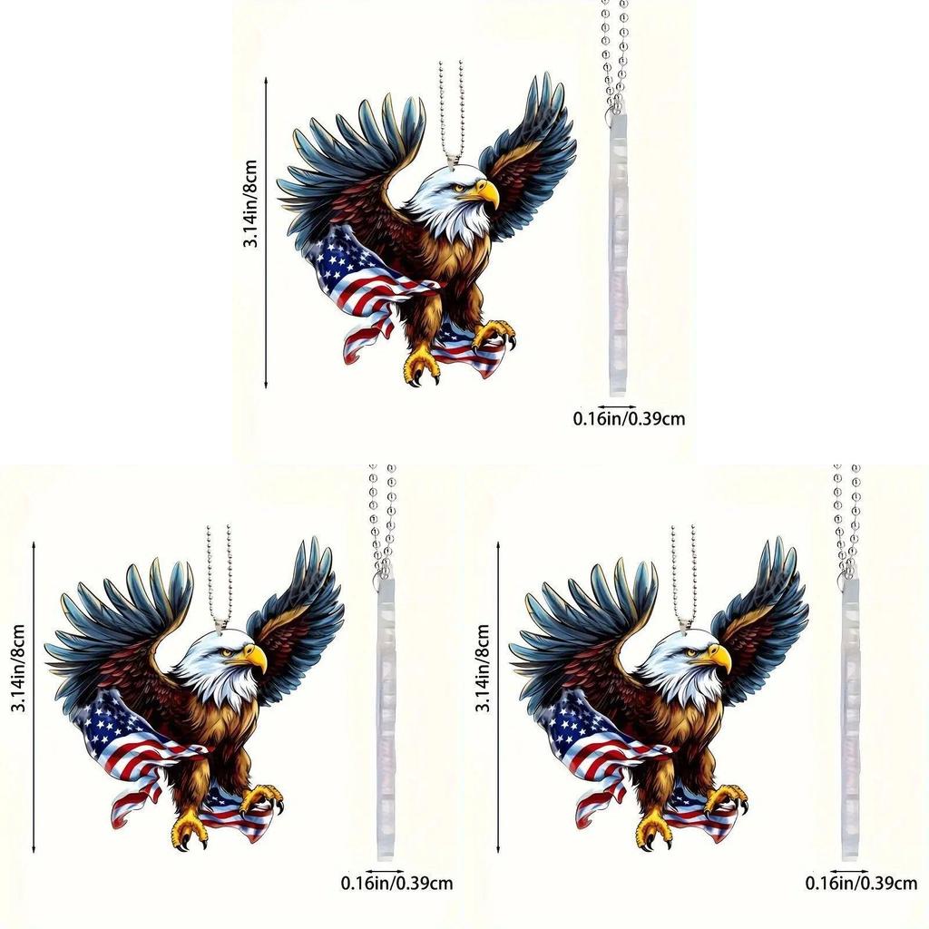 Unique 2d American Bald Eagle Independence Day Car Hanging Ornament Acrylic Dcor