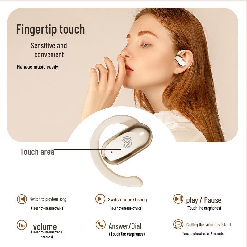 M117 In-Ear Bone Conduction Earhook Wireless Bluetooth Earphones - Long Battery Life & Noise Cancelling