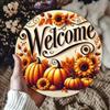Welcome Sign Wall Art High Definition 2D Print Pumpkin Sunflower Fall Cafe Decor
