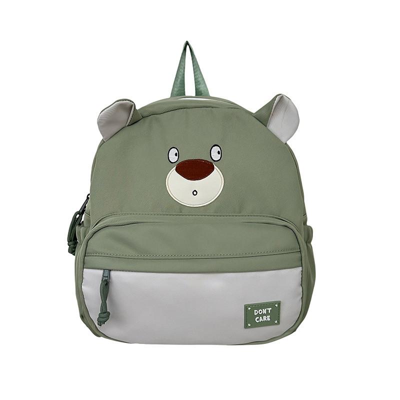 Stylish Color Block Cartoon Bear Backpack Soft And Breathable For Unisex School Use