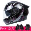 Gloves + Neck ZXC Double Lens Full Cover Helmet Men Women Riding All Round