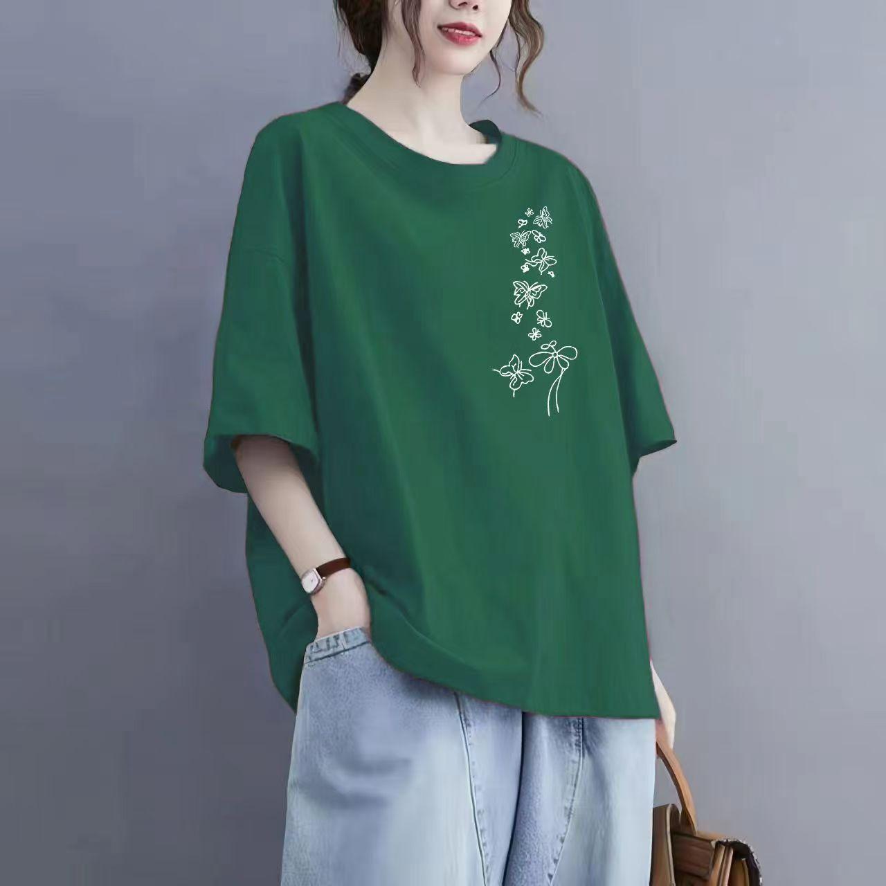 

Футболка из хлопка с коротким рукавом, женская, свободная, модная, со средним рукавом, летняя, винтажная футболка 3XL