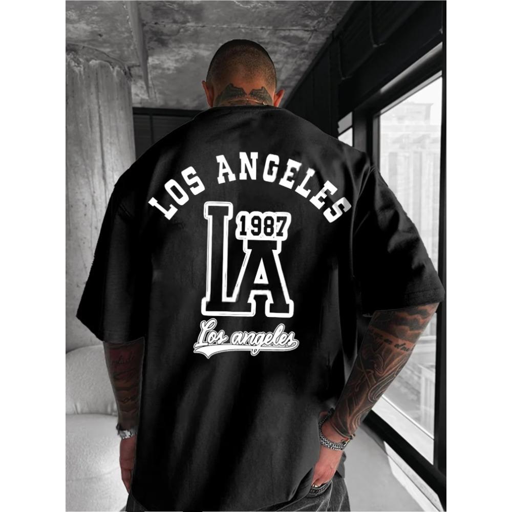Men's Daily Sports Hip-hop Street Fashion Printed T-shirt with Meaningful Number 1987100% Pure Cotton Loose and Breathable Top