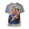 Mode Notre-Dame de Guadalupe Vierge Marie Imprimé T-shirts pour femmes Manches Courtes Col Rond Vêtements pour Hommes Confort Y2k Vêtements pour Femmes