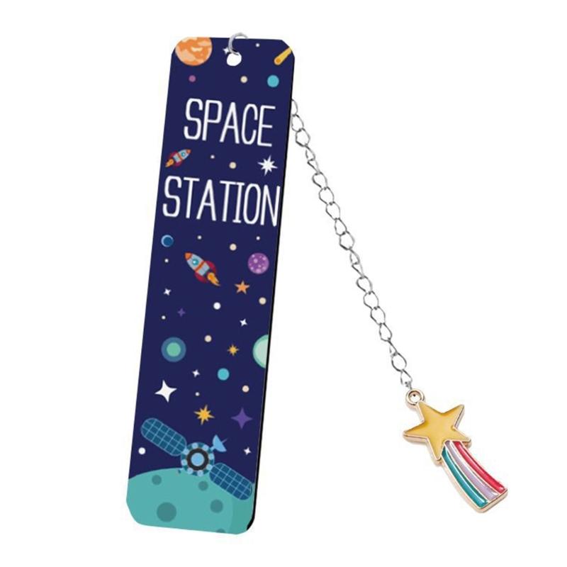 2x Metalowe Zakładki do Książek Zakładka z Astronautą Motyw Gwieździstego Nieba Zakładka do Strony Książki Artykuły Szkolne Biurowe dla Uczniów Nauczyciela