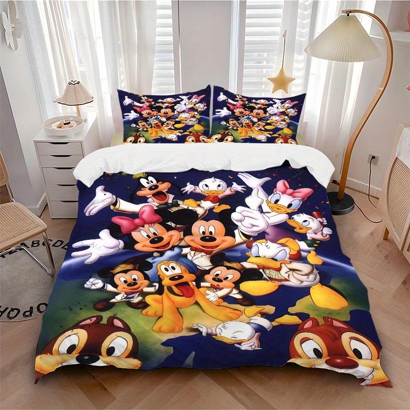 3pcs Disney Classic Characters Quilt Cover Set (1 Quilt Cover + 2 Pillowcases Without Pillow Core), High-Definition Printing for Home and Do