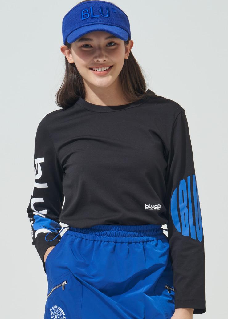 Blue Dot Artwork Print Long Sleeve T-Shirt_Bk 85