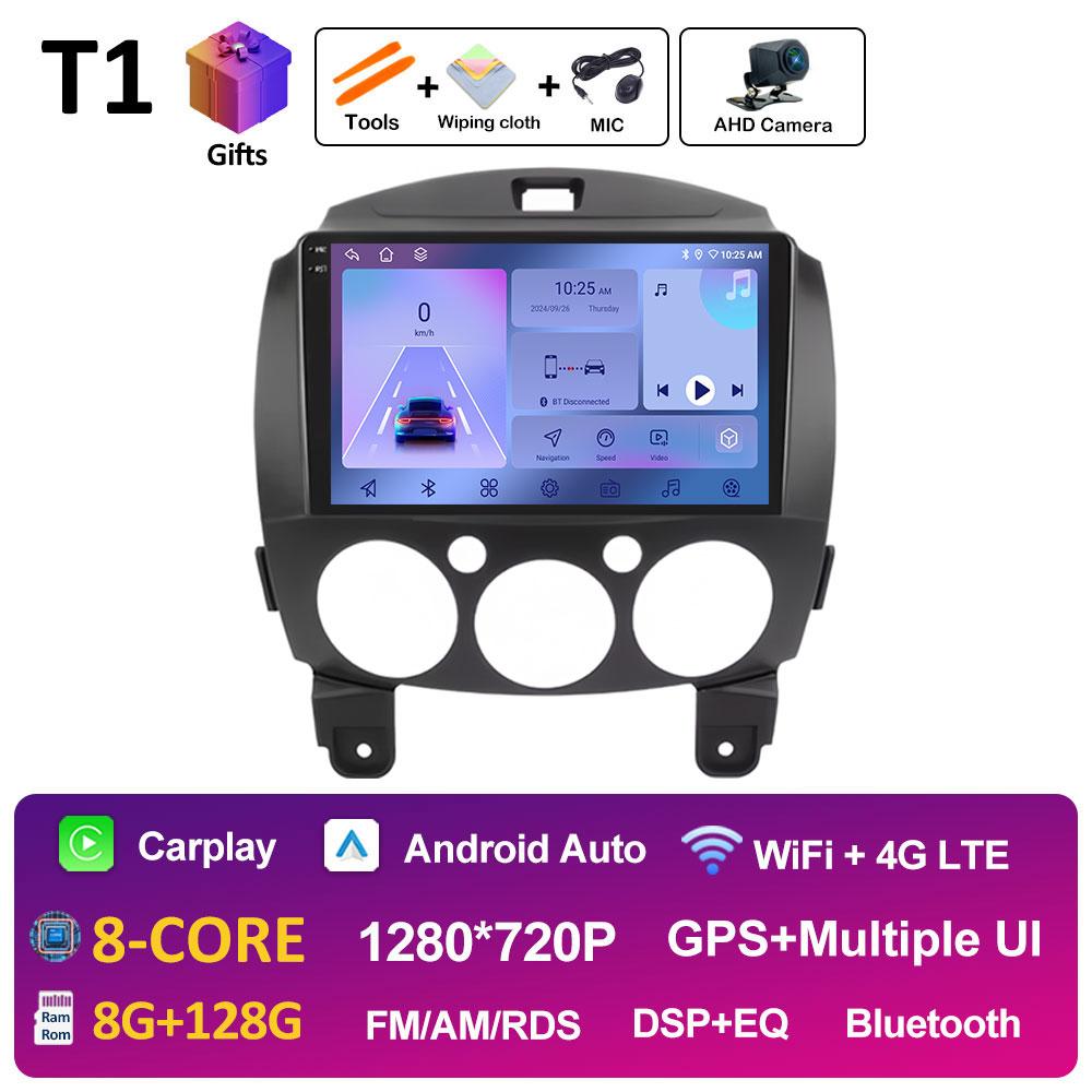 For MAZDA 2 Mazda2 2007 2008 2009 2010 - 2014 Android Smart System GPS Navigation Car Radio Player QLED IPS Screen Auto Tools BT