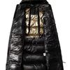 Winter New Black and Gold Goose Down Jacket Women's and Men's Extended Knee-length Thickened Coat