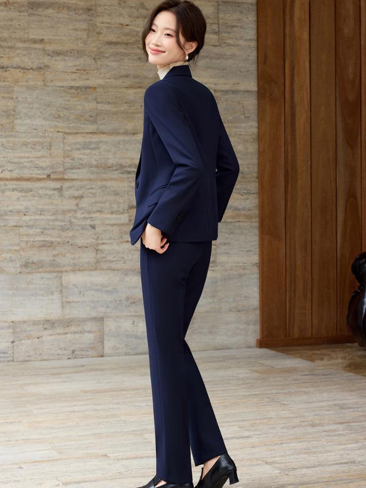 Women's 2025 Gray Wool High-End Professional Suit Set for Hotel Front Desk and Jewelry Store Workwear