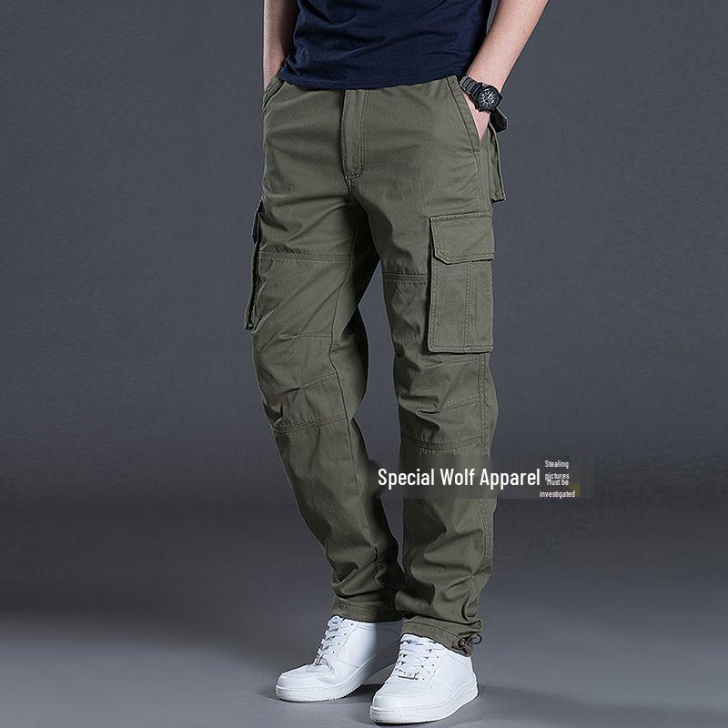 

Men s Multi-Pocket Casual Cotton Trousers - Straight Leg, Ideal for Spring and Autumn Large