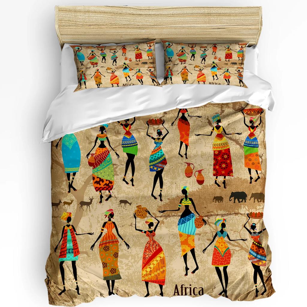 Africa Silhouette Elephant Giraffe Duvet Cover 3pcs Bedding Set Home Textile Quilt Cover Pillowcases Room Bedding Set No Sheet