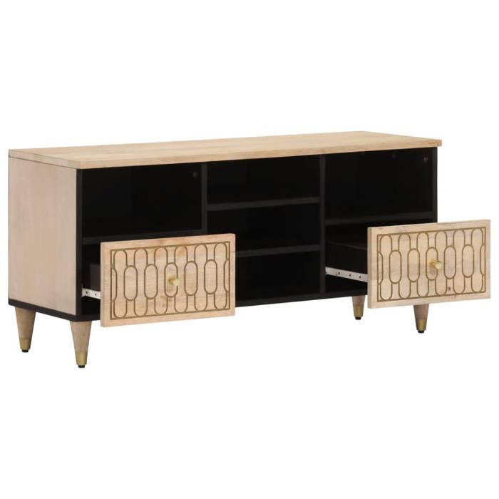 VidaXL TV Stand 100x33x46 Cm Solid Mango Wood, TV Stand, Media Cabinet, Hi-fi Cabinet, TV Unit, Multimedia Cabinet, 358266