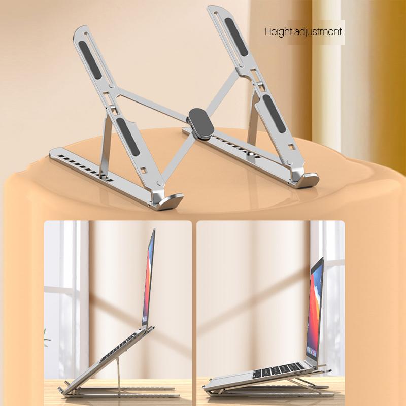 For Adjustable Laptop Stand Foldable Aluminum Alloy Notebook Stand Base Portable Non-slip Raising Cooling Support Laptop Bracket