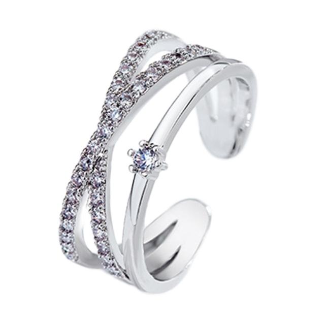 New Minimalist Rose Gold Color Cross Ring Simple Multi Layer Open Adjustable Rings For Women Christian Gift