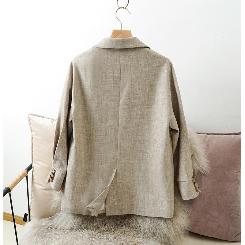 Women's Grey Suit Jacket - Versatile Loose Fit, New Style for Spring & Autumn