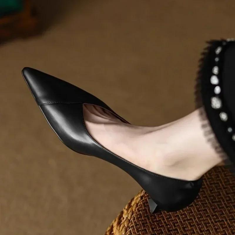 Fashion Luxury Pumps Shoes for Women Heeled Woman Medium Heel Stiletto Heels High Sandal Party Office 2025 Elegant Brown Small Heel Sexy