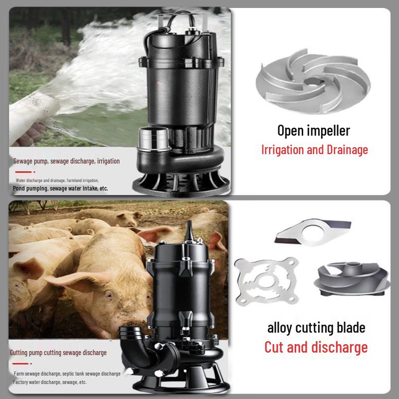 Pompe à eaux usées broyeuse submersible Jundingying 370W 1 pouce