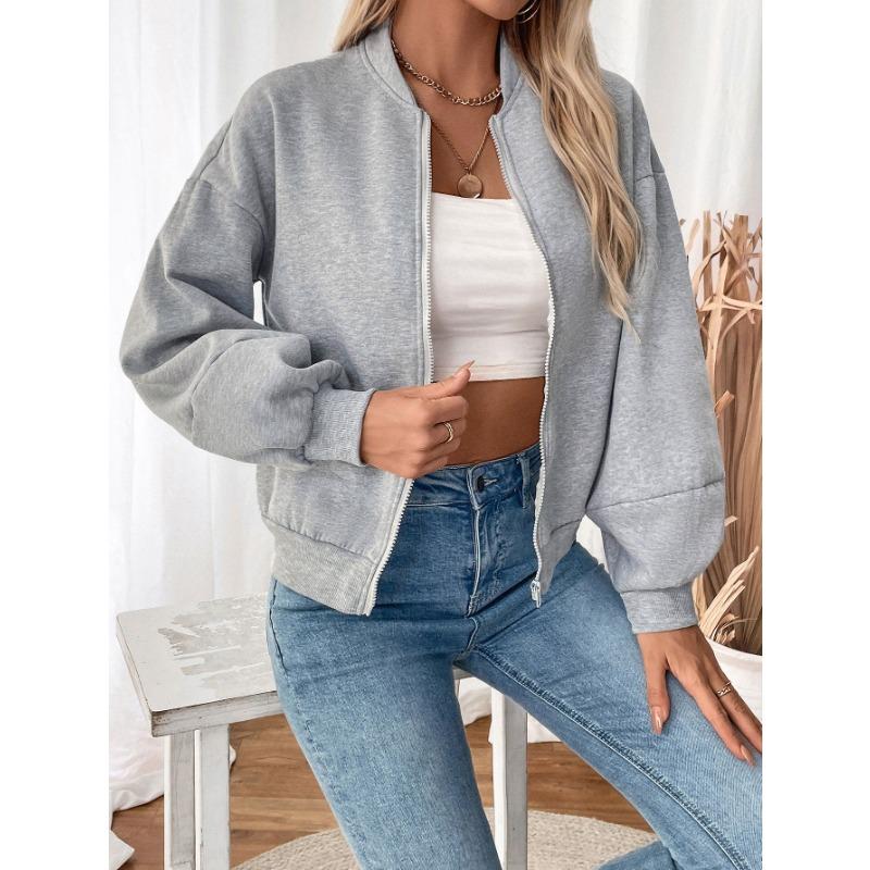 New Retro Casual Simple Baseball Collar Long-sleeved Solid Color Velvet Thickened Jacket