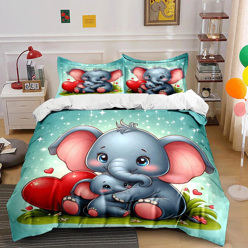 Elephant Family Love Gift Set Exquisite Three-Piece Bedding Set Gift For Kids And Adults