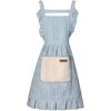 Adorable Cotton Kitchen Cooking Apron,Adjustable Neck Soft Chef Classic Striped Apron with Two Roomy Pockets-For Women(Blue